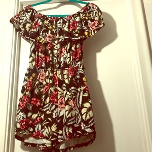 Tropical Flower Print Romper High/Low